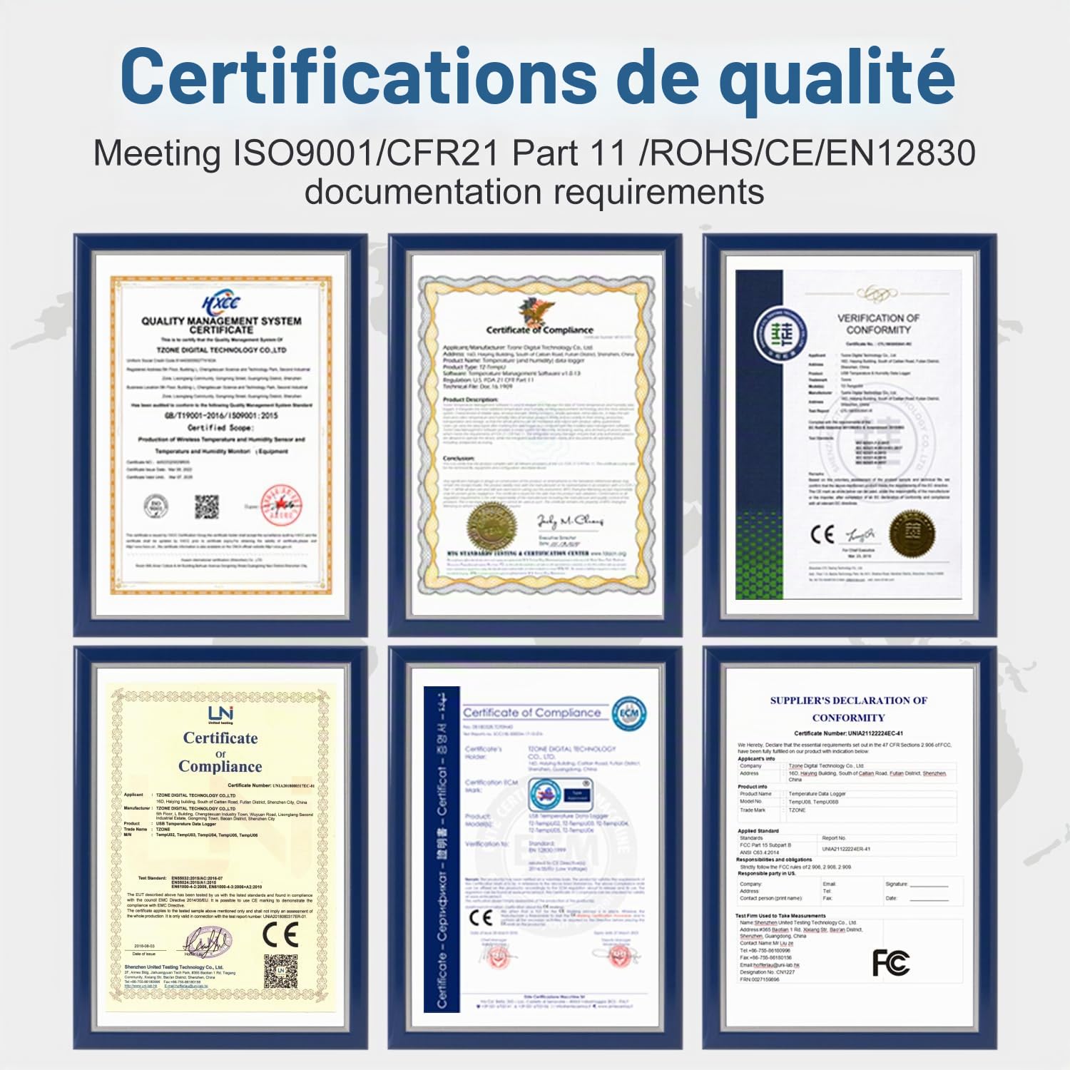 ThermElc TE-B2 Enregistreur de température sans fil pour vaccins, conforme à la norme EN12830, moniteur pour réfrigérateur de pharmacie avec calcul MKT, réutilisable, rapports PDF sans contact