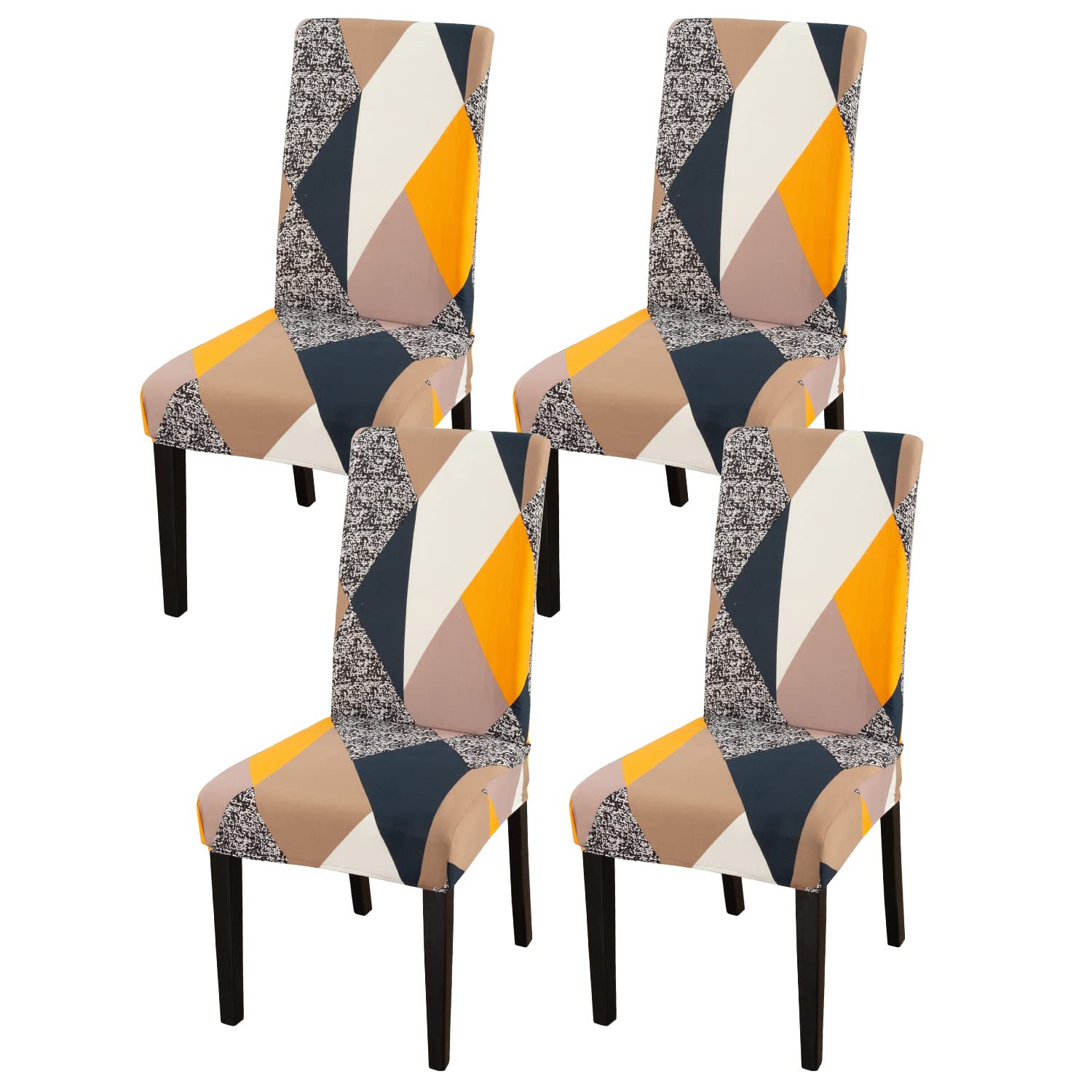 JQinHome Dining Chair Covers Set of 4 ,Magic Cube High Stretch Removable Washable Parsons Chair Slipcover for Dining Room Home Party Hotel Wedding Ceremony ( Geometric Patterns )-image-14