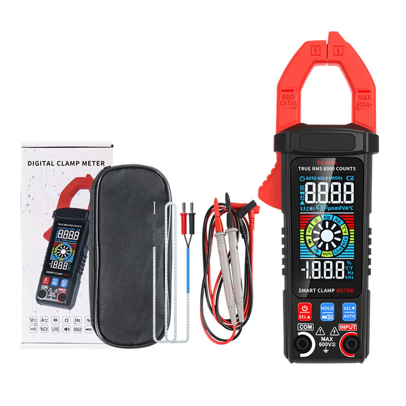 Jeffergarden Digitales Stromzangen-Multimeter, True RMS 6000 Counts, AC DC