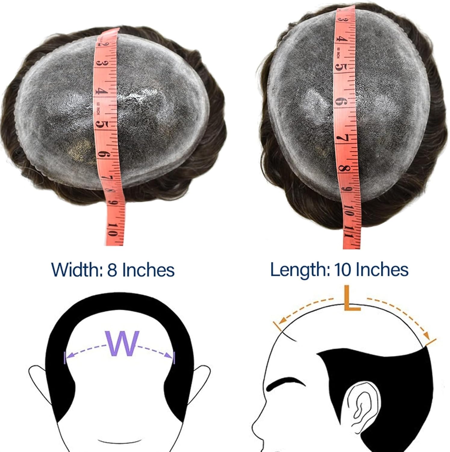 かつら男性 男性毛細血管プロテーゼフル PU ベースインド人毛システム注入 0.10 〜 0.12 ミリメートル薄皮メンズかつら 6