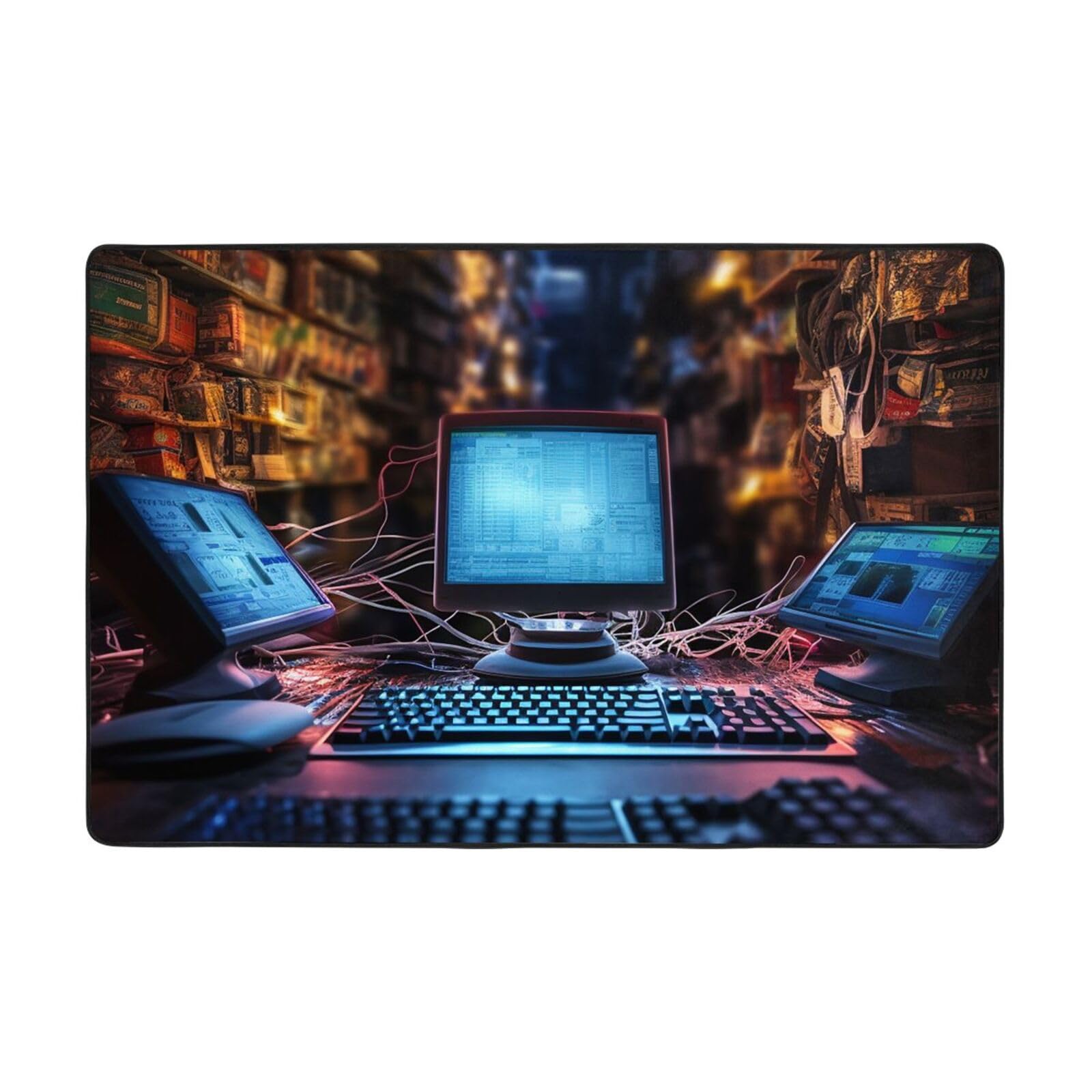 Tapis moderne en peluche courte pour bureau et salon 91x61cm