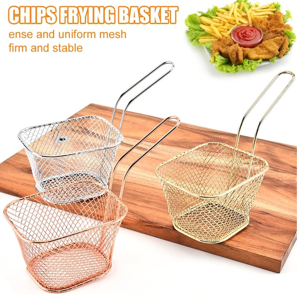 Portable Square Mini Fried Basket French Fries Basket Restaurant Fried Chicken Snack Chips Iron Metal Colander Tool (Color : A) (C)