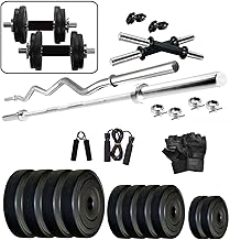 BODY MAXX PVC Home Gym Set with Accessories, 20 and 24kg