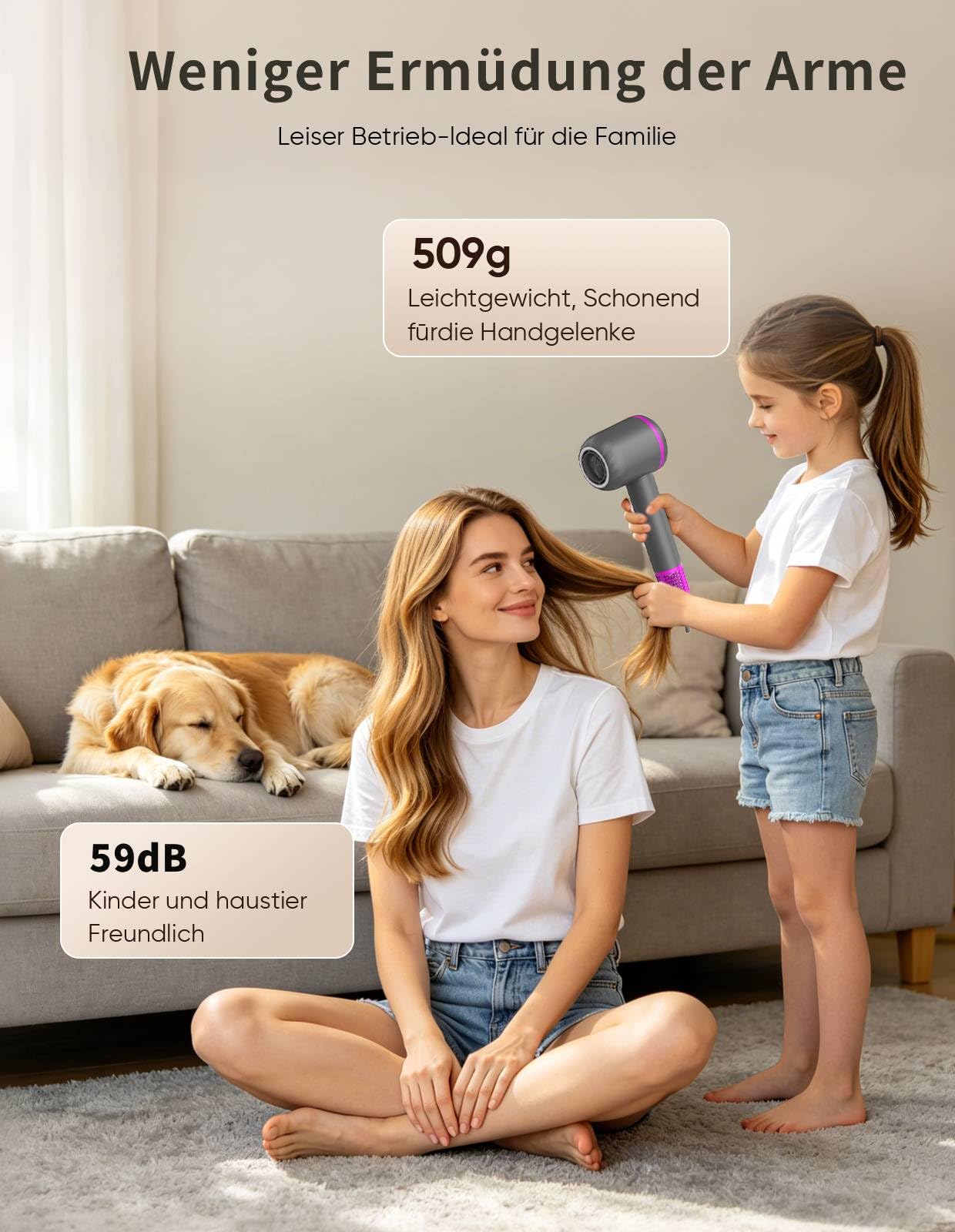 Secador De Pelo, Secado Rápido 3 Min, Iónico 180.000 Rpm, 300 Millones De Iones Negativos, Bajo Ruido, Termocontrol, Viaje, Con Difusor Y Boquilla Magnéticos