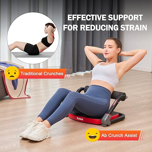 Miniatura 5 de ZELUS Máquina de abdominales con bandas de resistencia para gimnasio en casa, equipo de entrenamiento de abdominales 2 en 1 con asistencia de rebote