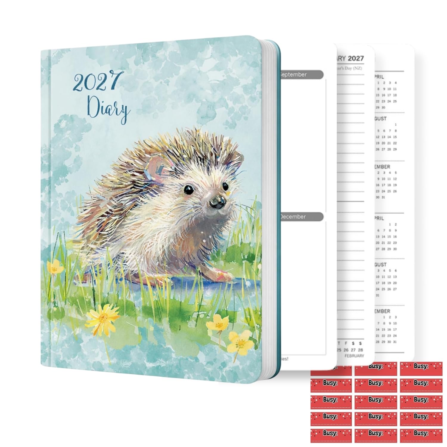 TGSC The Wildlife A 2027 A5 Diary with Organisational Stickers, Week to View Hardback Planner, Journal Notebook with Ribbon Marker for Men and Women, 160 Pages, 217 x 153mm