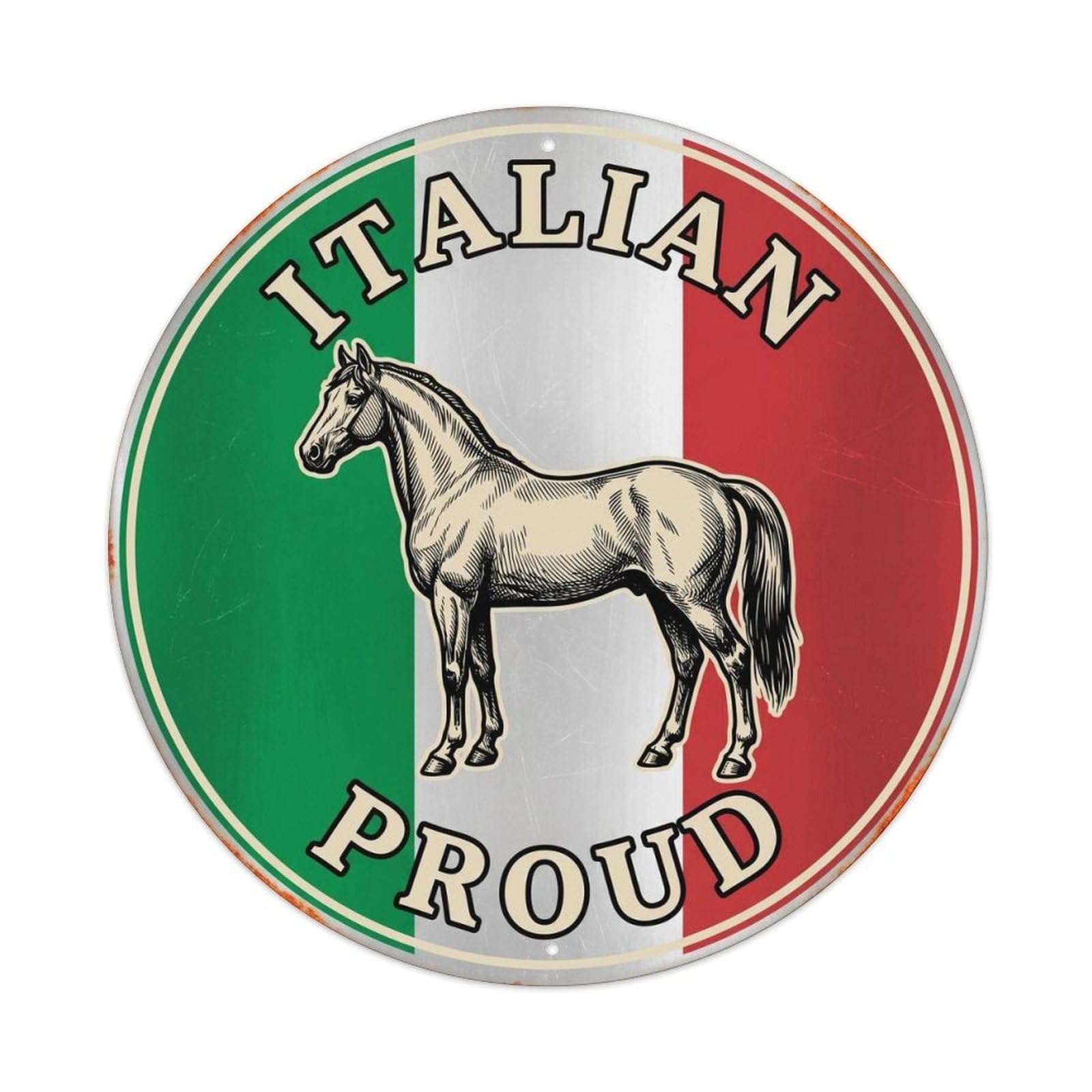 Olhnbad Style Italian Proud Horse Farm Animal Heritage Emblem Metal Tin Sign