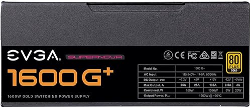 Miniatura 6 de EVGA Supernova 1600 G+, 80+ Gold 1600W, totalmente modular, 10 años de garantía, incluye autocomprobador gratuito, fuente de alimentación