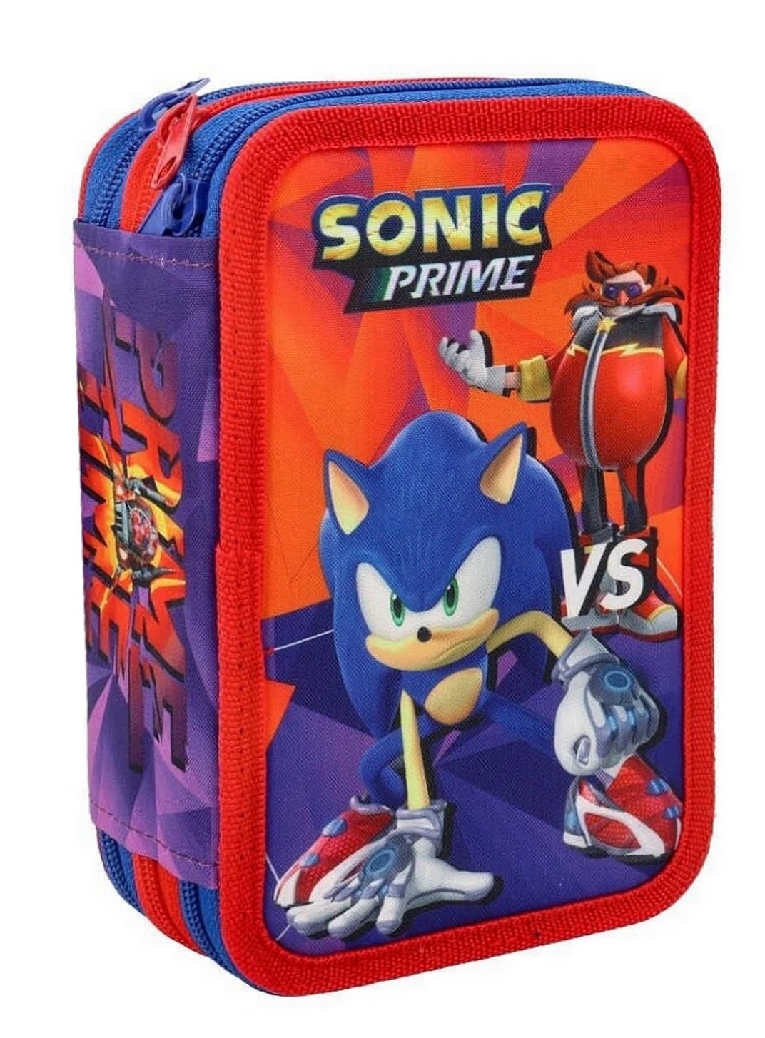 Estuche escolar de 3 cremalleras original con 44 piezas, Sonic, Portalápices para niños