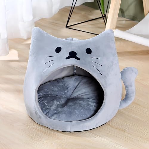 Wuudi Cama para Gatos Tipo Cueva Con Cojín Interior Lavable Extraíble
