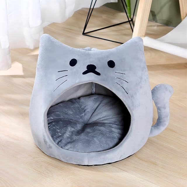 Wuudi Cama para Gatos Tipo Cueva Con Cojín Interior Lavable Extraíble