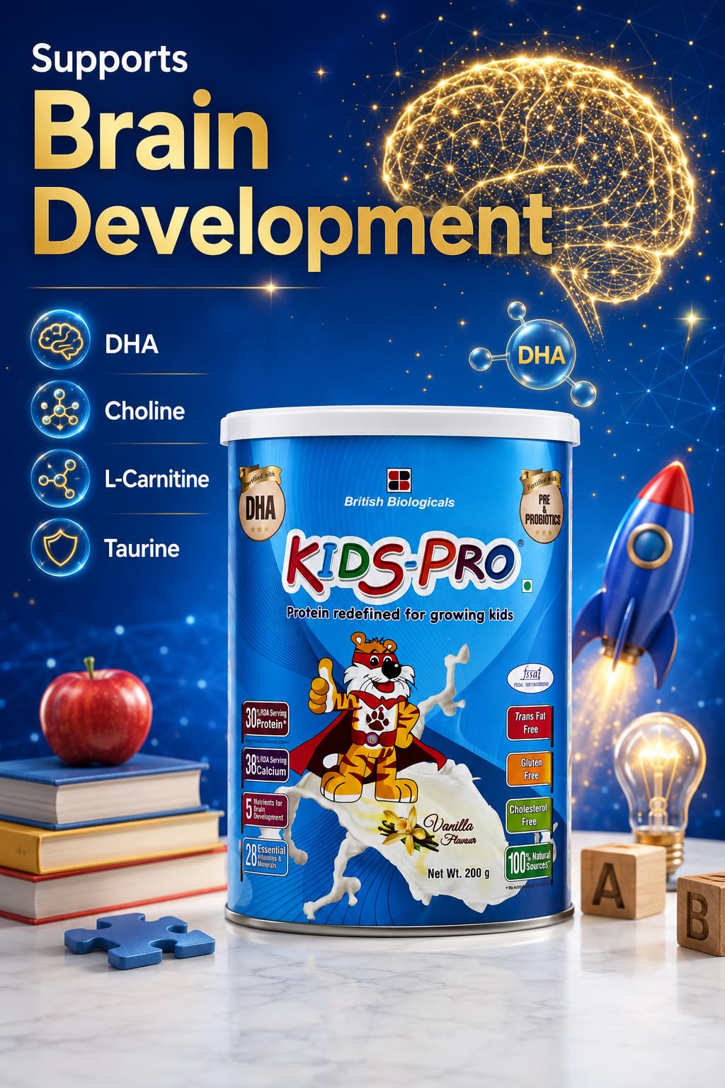 Kids-Pro Protein Powder for Growing Kids, Vanilla Flavour, 200g — Amazon image 3