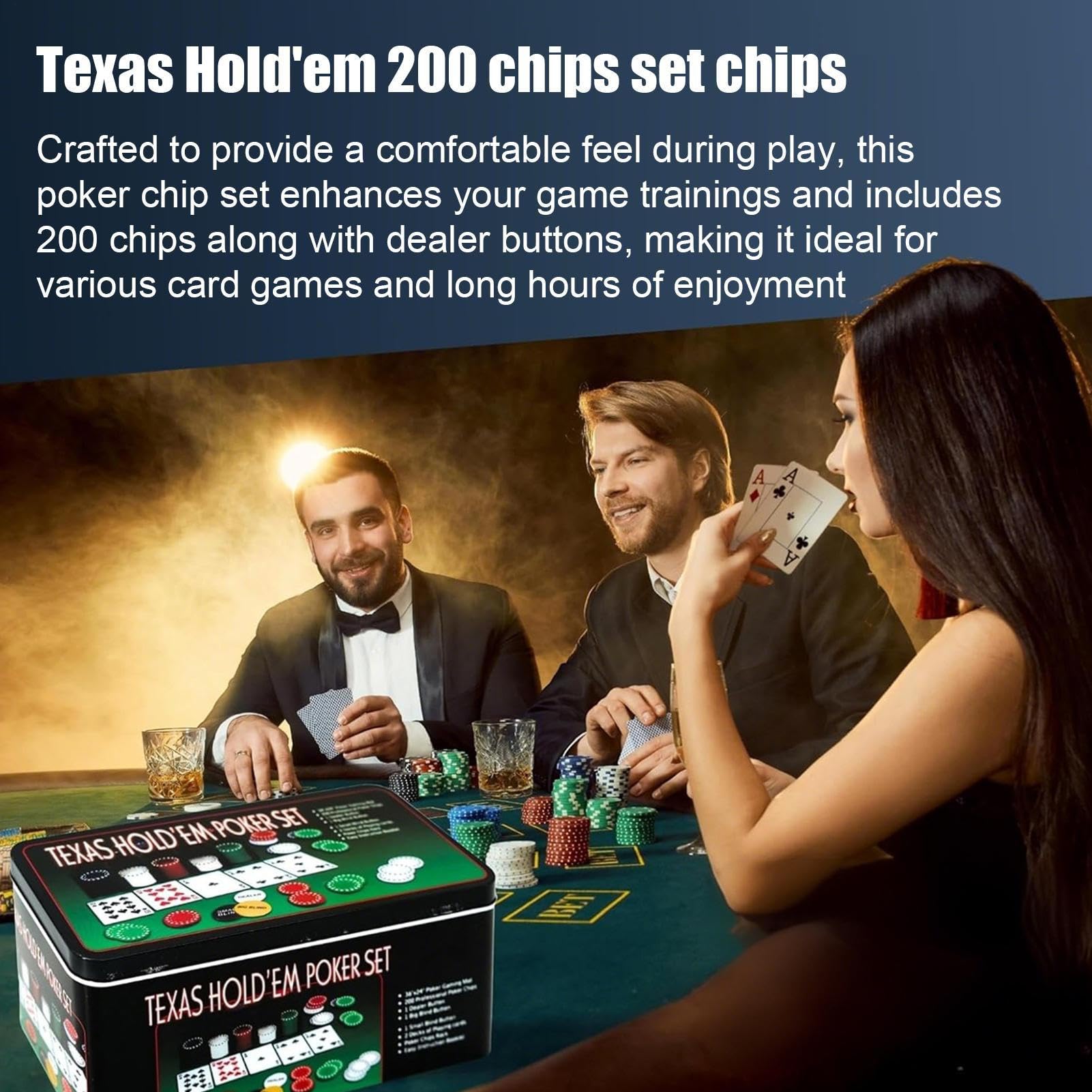 Zestaw Żetonów Pokerowych Akcesoria Antypoślizgowe Do Gier Karcianych | Żetony Do Gry W Texas Hold'em 200 Sztuk Na Domowe Wieczory Kości Kemping Podróże Dla Dorosłych I