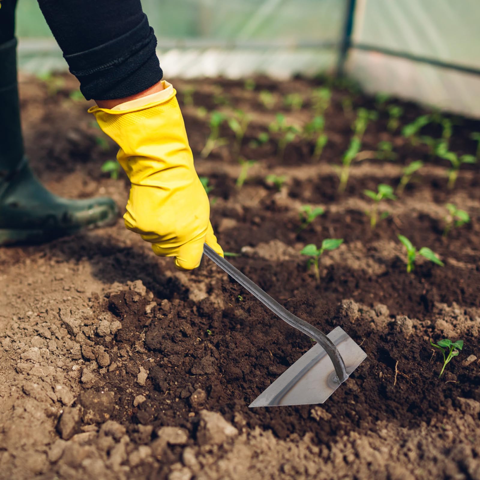 Hemobllo Azada de Jardinería, Excavadora Manual de Jardín de Acero, 4 Piezas, 3 Estilos, para Deshierbe en Huerto y Plantar Flores