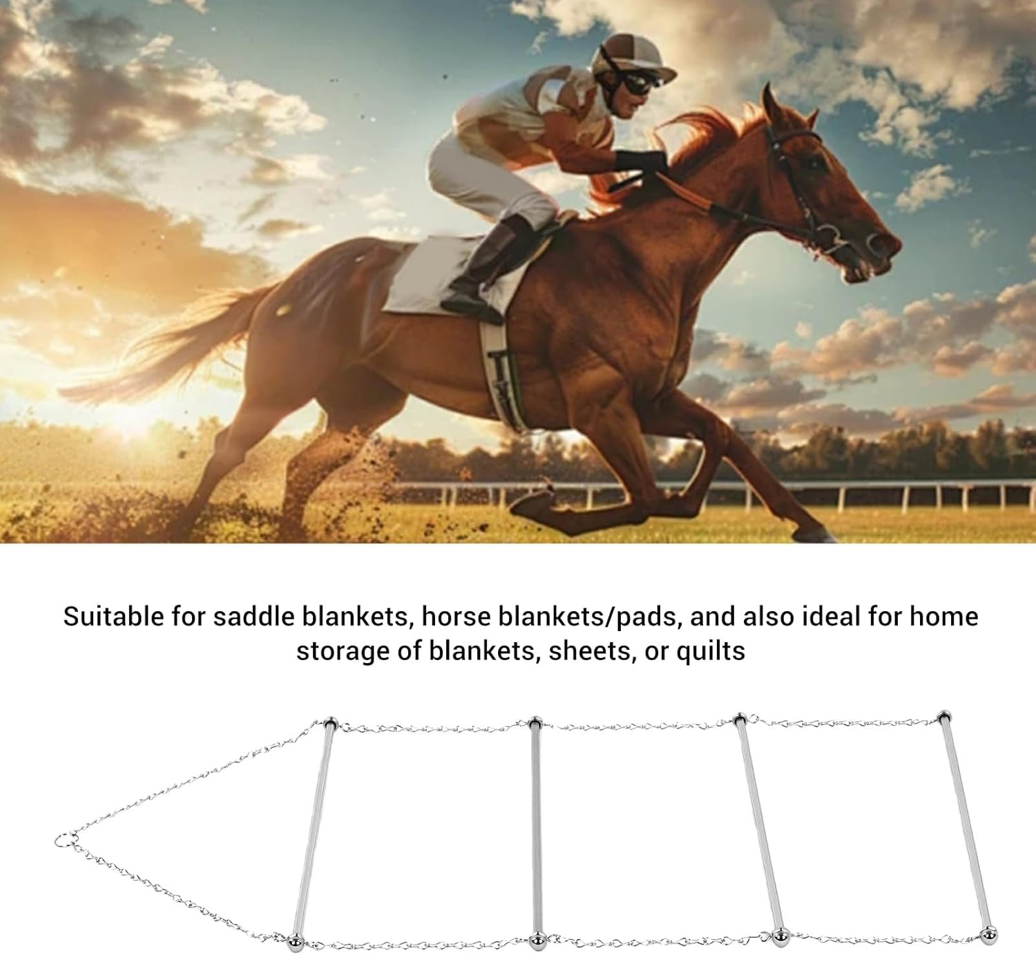 Blanket Rack, Extra Wide Design with Four Hanging Rods Sturdy Towel Storage 33 Inch Saddle Blankets Organizer for Home Garage