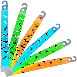 blinkee 6 Inch Halloween LED Glow Sticks with Bat & Spider Prints - Safety Trick or Treat Light Accessories Pack of 25