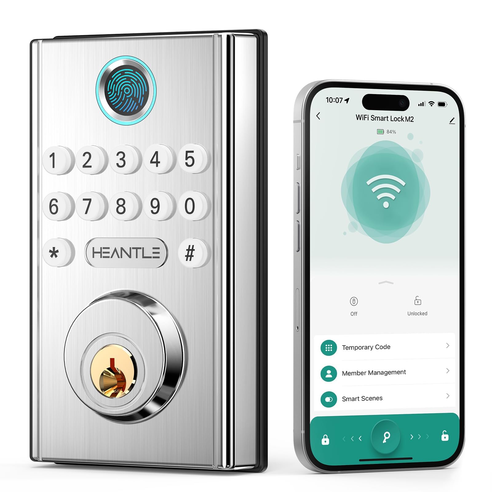 50% Off HEANTLE Smart Lock – WiFi, Fingerprint, Bluetooth - Image 1