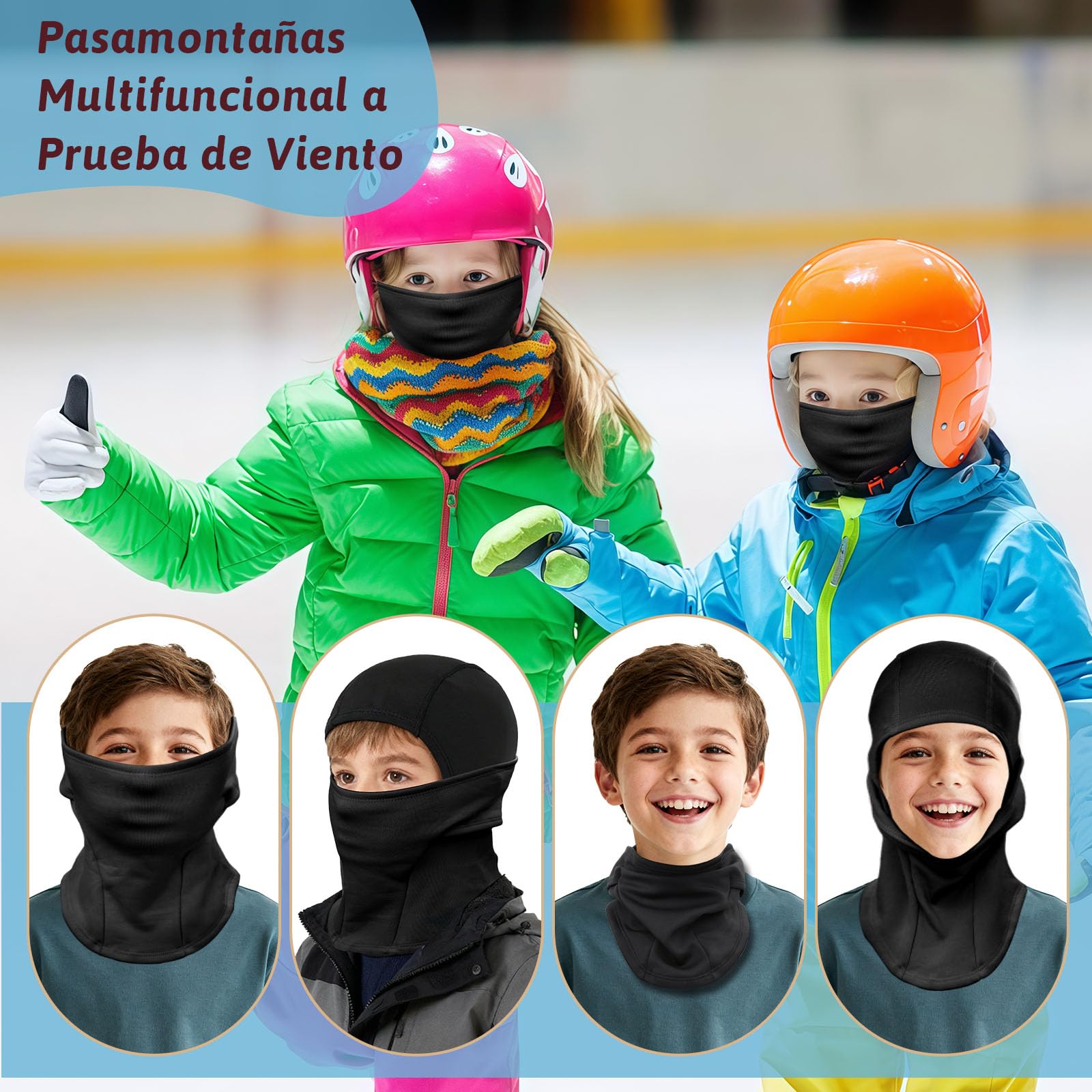 ZOCONE Pasamontañas Niños Forro Polar Pasamontañas Térmico de Invierno Niñas Balaclava Invierno Moto Niños Máscara de Esquí Ciclismo Prueba de Viento Gorro Termico Multifunción