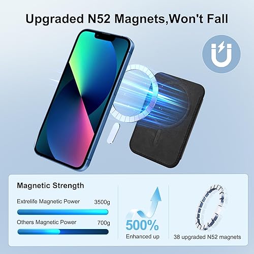 Miniatura 6 de Dlilise Cartera MagSafe con soporte para Airtag, cartera magnética de cuero para Magsafe, bloqueo RFID, compatible con 7 tarjetas, para iPhone 15