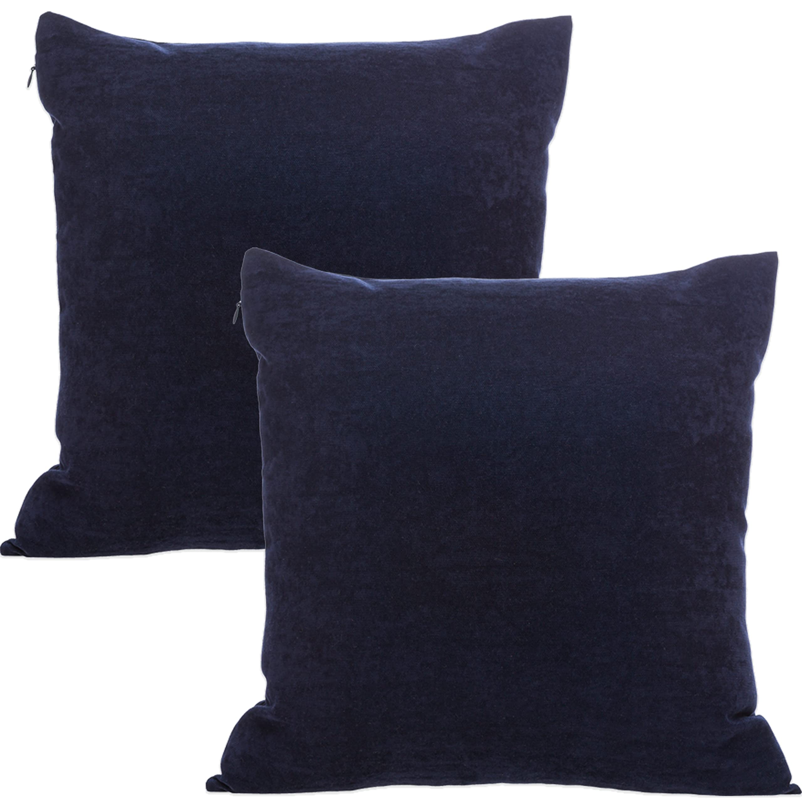 Housses de coussin 45x45 cm bleu foncé ZIRVEHOME pour décoration de canapé salon (lot de 2)