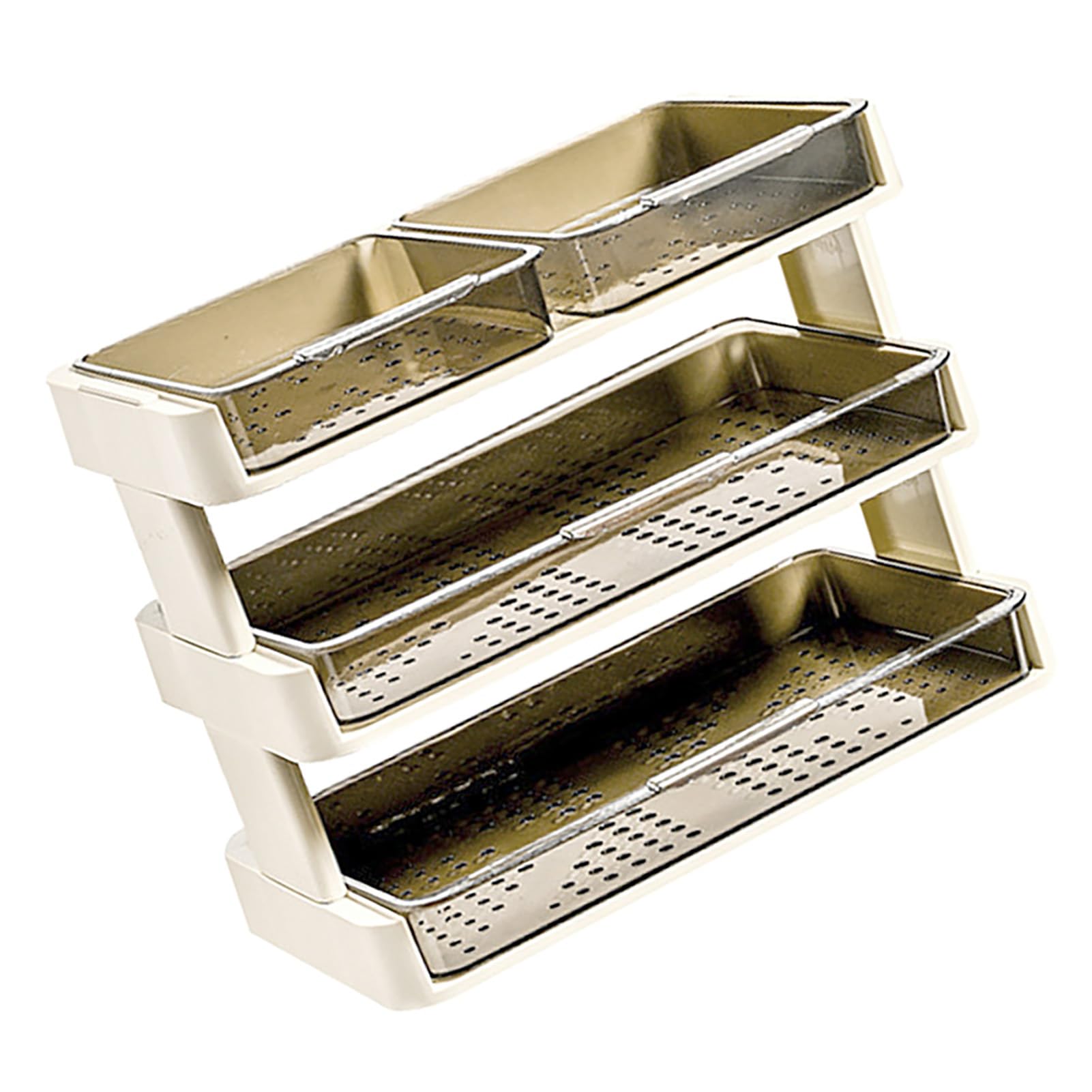 Scaffale portaoggetti da cucina a 3 ripiani, multifunzionale, per piano di lavoro, camera da letto, bagno, in plastica, rimovibile, color bianco crema, salvaspazio e versatile