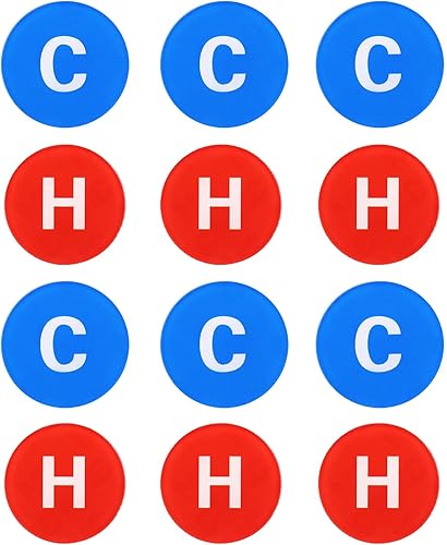 PATIKIL Etiqueta autoadhesiva CH de agua, 6 pares12 unidades de acrílico de forma redonda calientefría para fregaderos de grifos, rojoazul