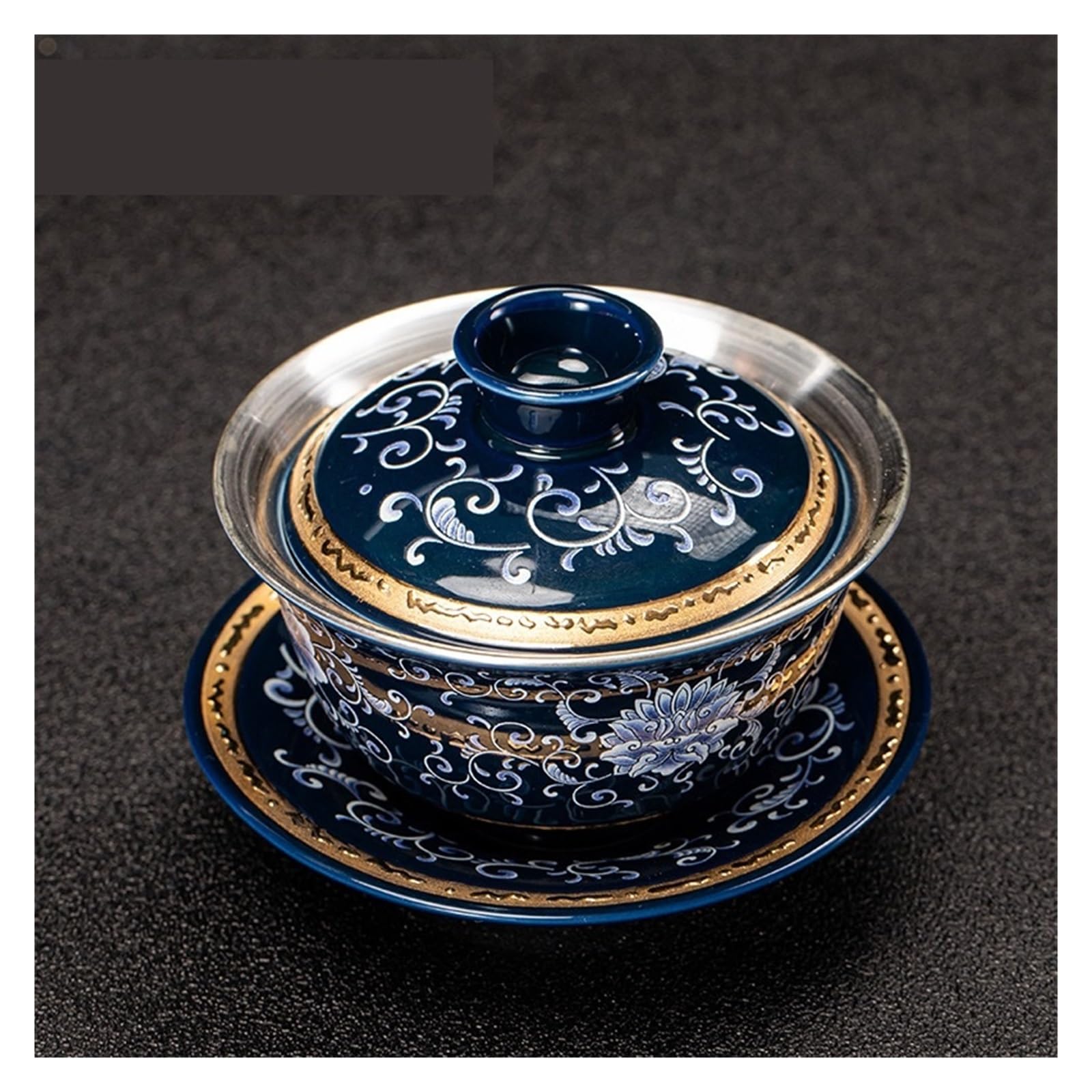 Niebiesko-biała Porcelana, Miska Z Pokrywką Czystego Srebra, Pozłacana Srebrna Ceramiczna Na Herbatę, Duża Filiżanka, Zestaw Do Herbaty Kung Fu, Herbata Użytku Domowego WyjąTkowe Obrazy(A2)