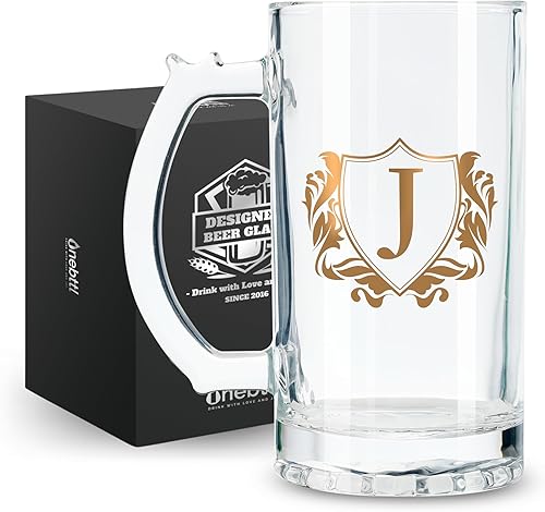 Onebttl Regalos personalizados de cerveza para hombres amantes de la cerveza, taza de cerveza pesada de 17 onzas con asa para jefe como regalo de