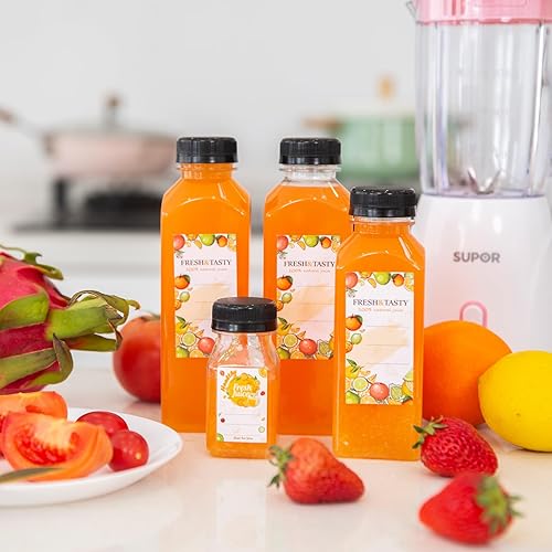 Miniatura 17 de TOMNK 100 botellas de plástico vacías de 8 onzas con tapas, recipientes reutilizables transparentes a granel para bebidas con etiqueta, embudo