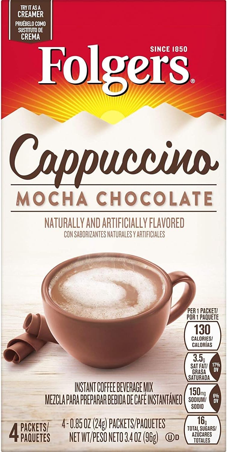 Folgers Mocha Chocolate Flavored Cappuccino Mix Packets