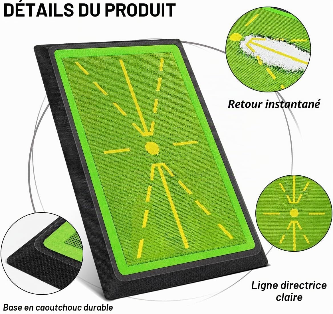 Tapis de swing de golf, 30,5 * 43,2 cm Planche de divot élargie Trajectoire de swing pour l'entraînement de golf, Pratique de golf en intérieur
