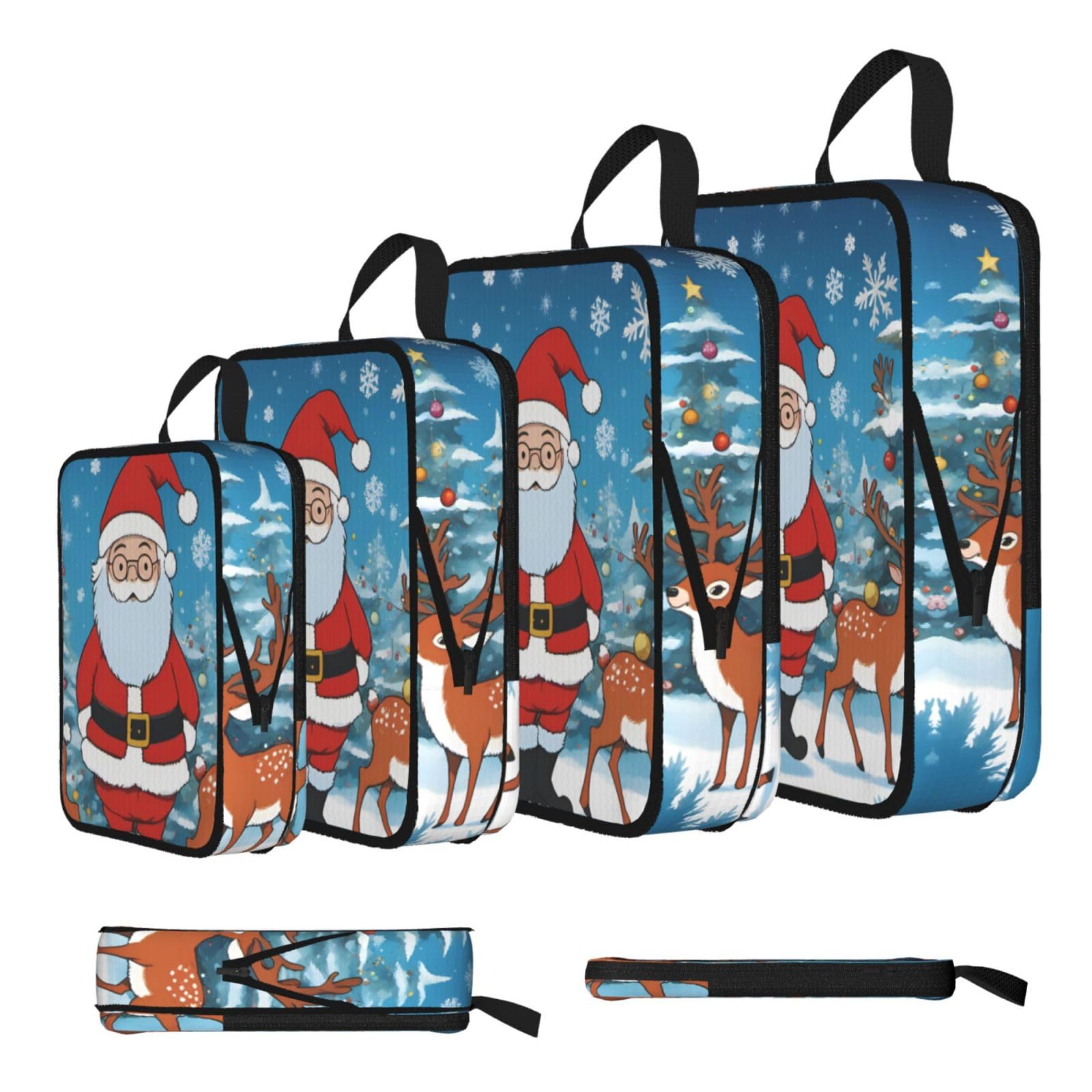 Sxzvvbn Black Cute Christmas Deer Compression Packing Cubes 4 Piece Set