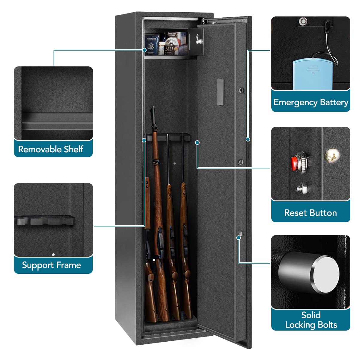 Buy 【Upgraded】 Large 4 Rifles Safes Gun Safes for Rifles and Shotguns