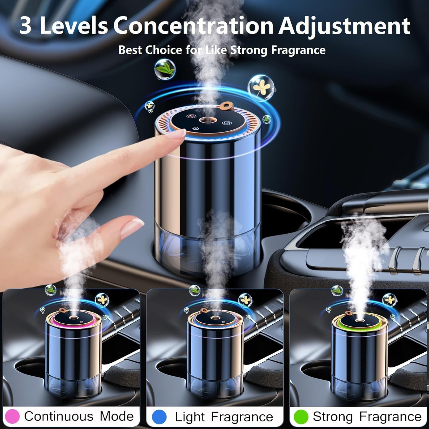 Smart Car Air Freshener,150ML Natural Fragrance Car Scents Air Freshener with Star Projector,300 Days Long Lasting, Car Essential Oil Diffuser, Automatic On/Off,Aroma Diffuser for Men Women