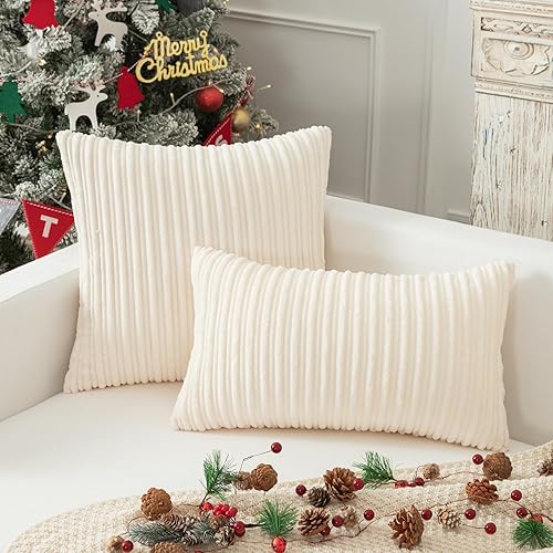 Miniatura 4 de Kevin Textile - Juego de 2 fundas de almohada de pana de terciopelo a rayas