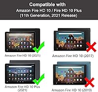 Vista 2 de Funda para tablet Kindle Fire HD 10/Fire HD 10 Plus (11ª generación, versión 2021), funda de piel sintética de alta calidad con ranura para tarjeta