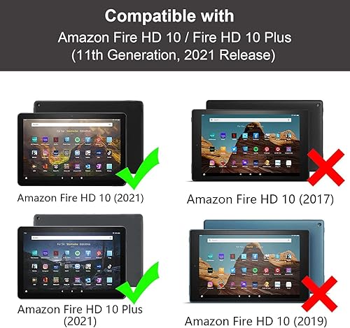 Miniatura 2 de Funda para tablet Kindle Fire HD 10Fire HD 10 Plus (11 generación, versión 2021), funda de piel sintética de alta calidad con ranura para tarjeta y