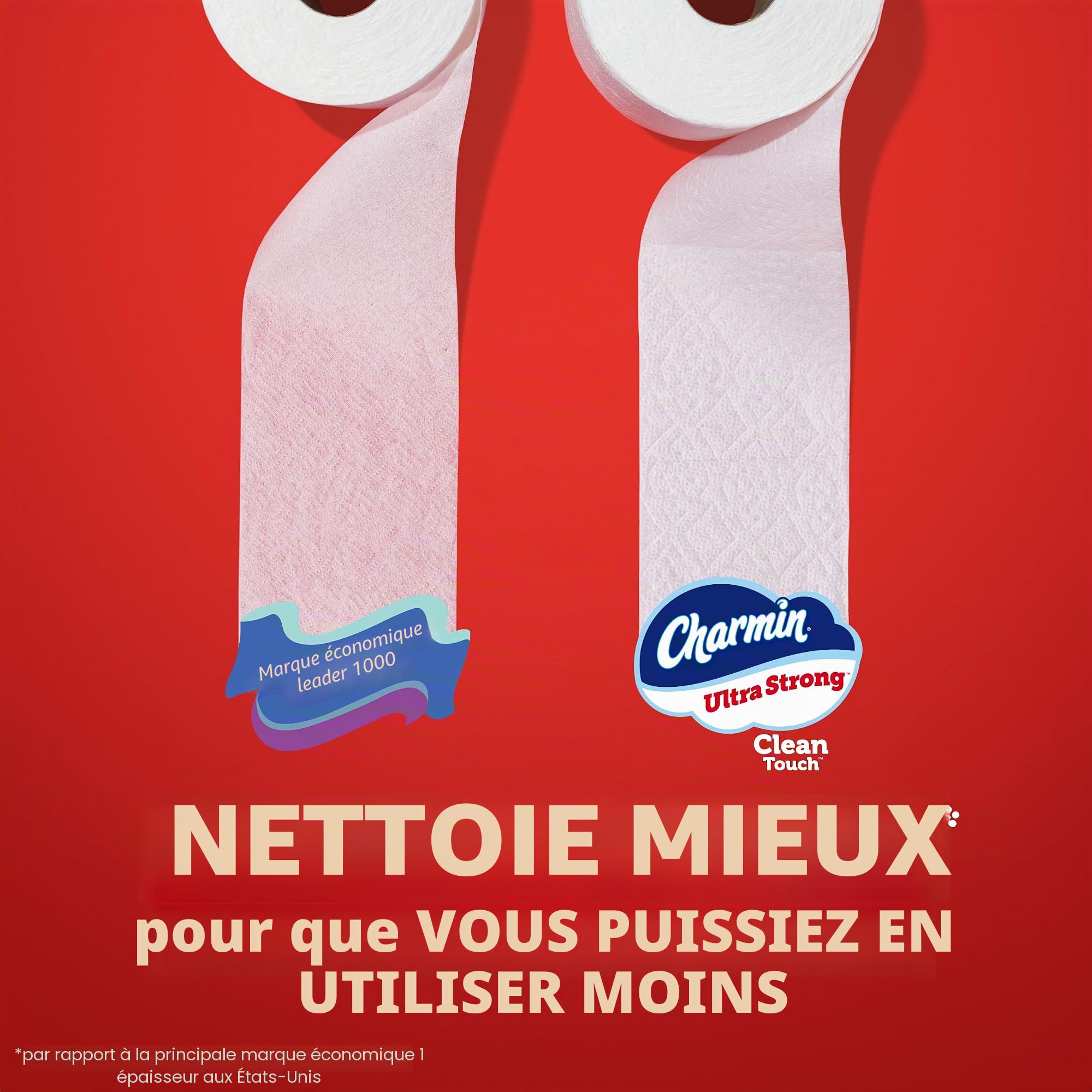 Charmin Lot de 30 rouleaux de papier toilette ultra résistant au toucher propre = 150 rouleaux ordinaires (l'emballage peut varier)