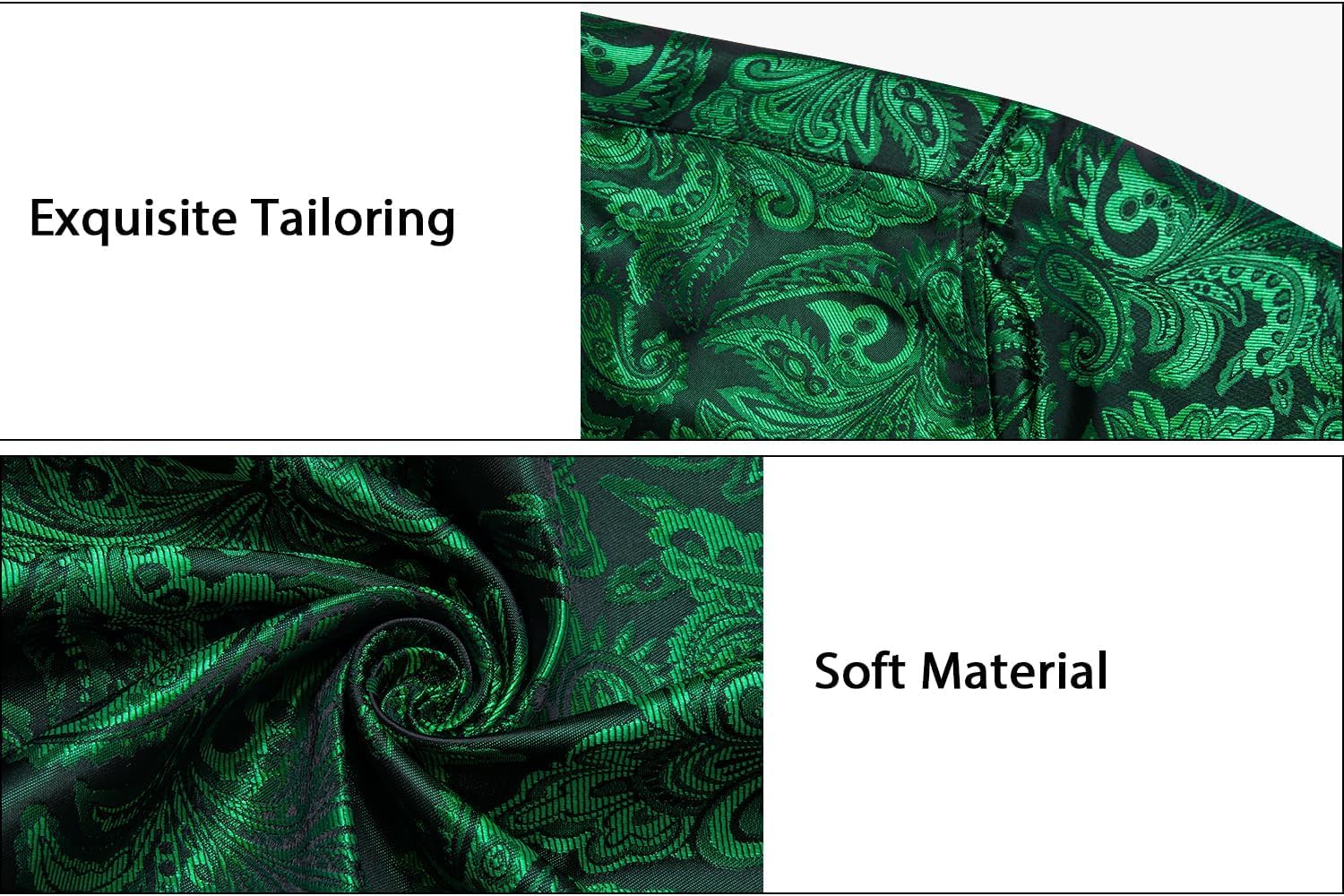 DiBanGu Silk Paisley Dress Shirts for Men Long Sleeve Button Down Shirt Casual Regular Fit Mens Shirts Wedding Party