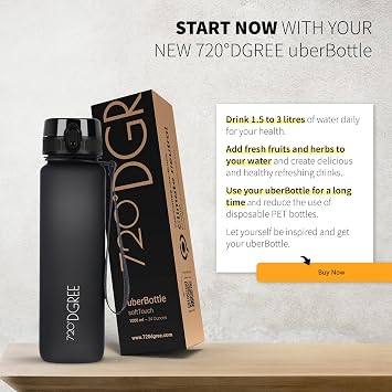 720°DGREE Water Bottle “uberBottle“ +Sieve - 350ml, 500ml, 650ml, 1L, 1.5l - BPA-Free Tritan, Leakproof, Reusable Drinking Bottle - Sports Bottle for Gym, Fitness, Kids, Bike, Travel, School, Office