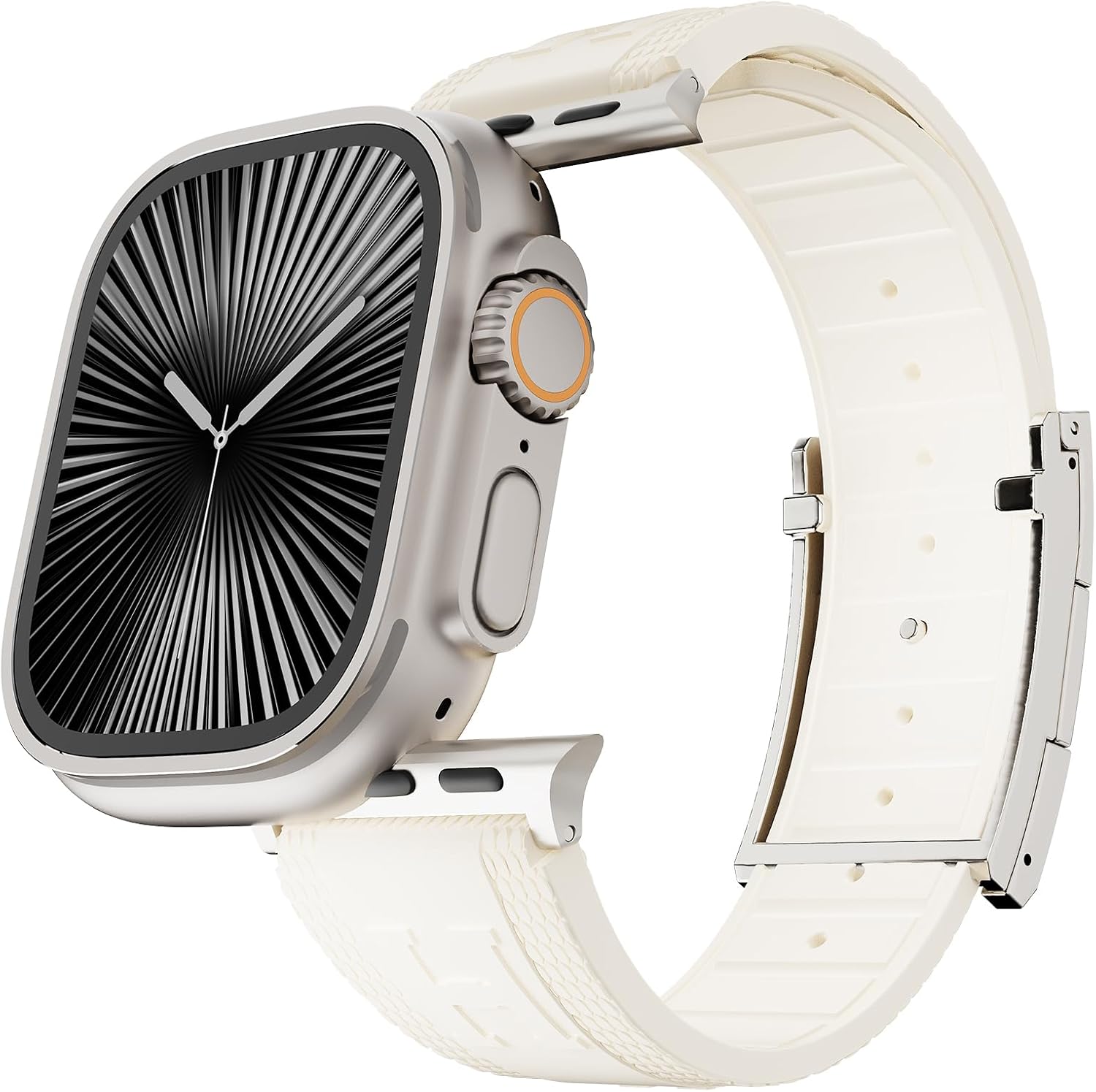 Luxury Sport Silicone Band Compatible with Apple Watch 49mm/46mm/45mm/44mm/42mm/41mm/40mm/38mm, H‑Shaped Magnetic Buckle Replacement Strap for iWatch Ultra 3/2/1, SE, Series 11/10/9/8/7/6/5/4/3/2/1