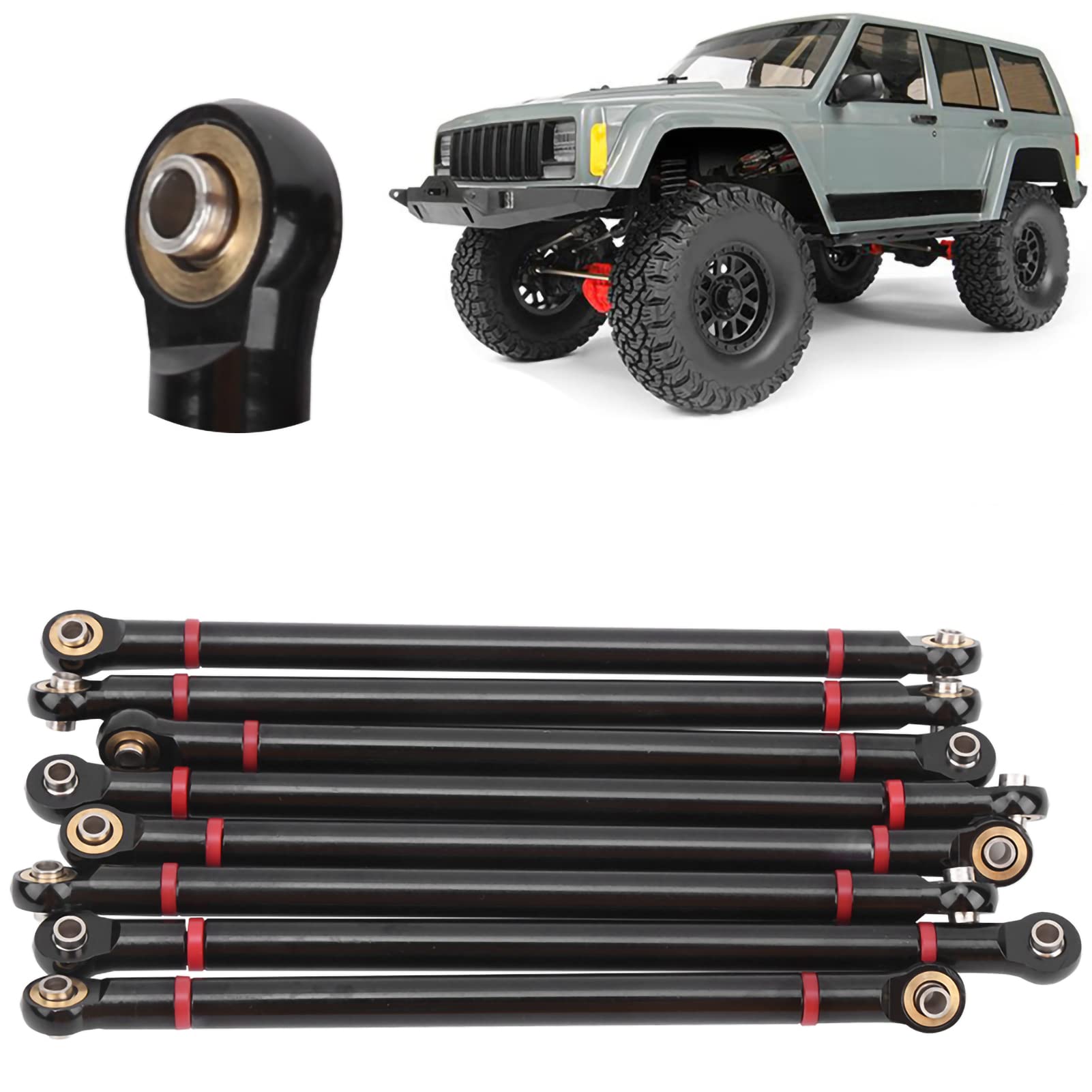 Asixxsix Tiranti di Collegamento RC, Telaio in Lega di Alluminio con Passo da 313 mm, Barra di Collegamento Superiore e Inferiore per Auto cingolate RC Axial SCX10 in Scala 1/10, 8 Pezzi