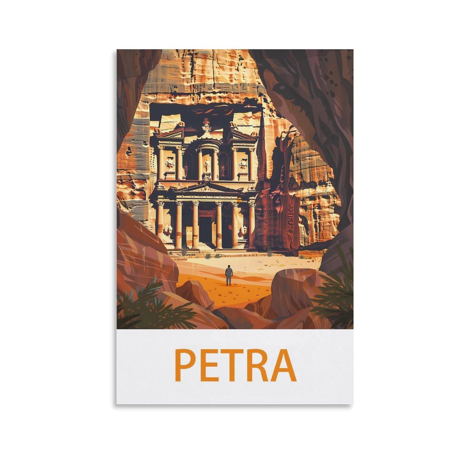 HXHNFERR Petra Vintage Travel Poster 08x12inch(20x30cm) Canvas Wall Posters And Art Pictures Prints Paintings Bedroom Decor