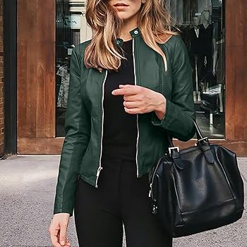 Faux Leather Jacket Women Stylish 2022 Zipper Coats Classic