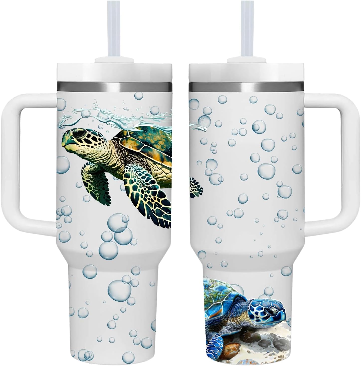 AMZUShome 40 OZ Sea Turtle Tumbler with Handle.Sea Turtle Lover Gifts.Unique Birthday Christmas Gifts for Sea Turtle Lover.Personalized 40 OZ SeaTurtle Tumbler Gifts for Women Men.