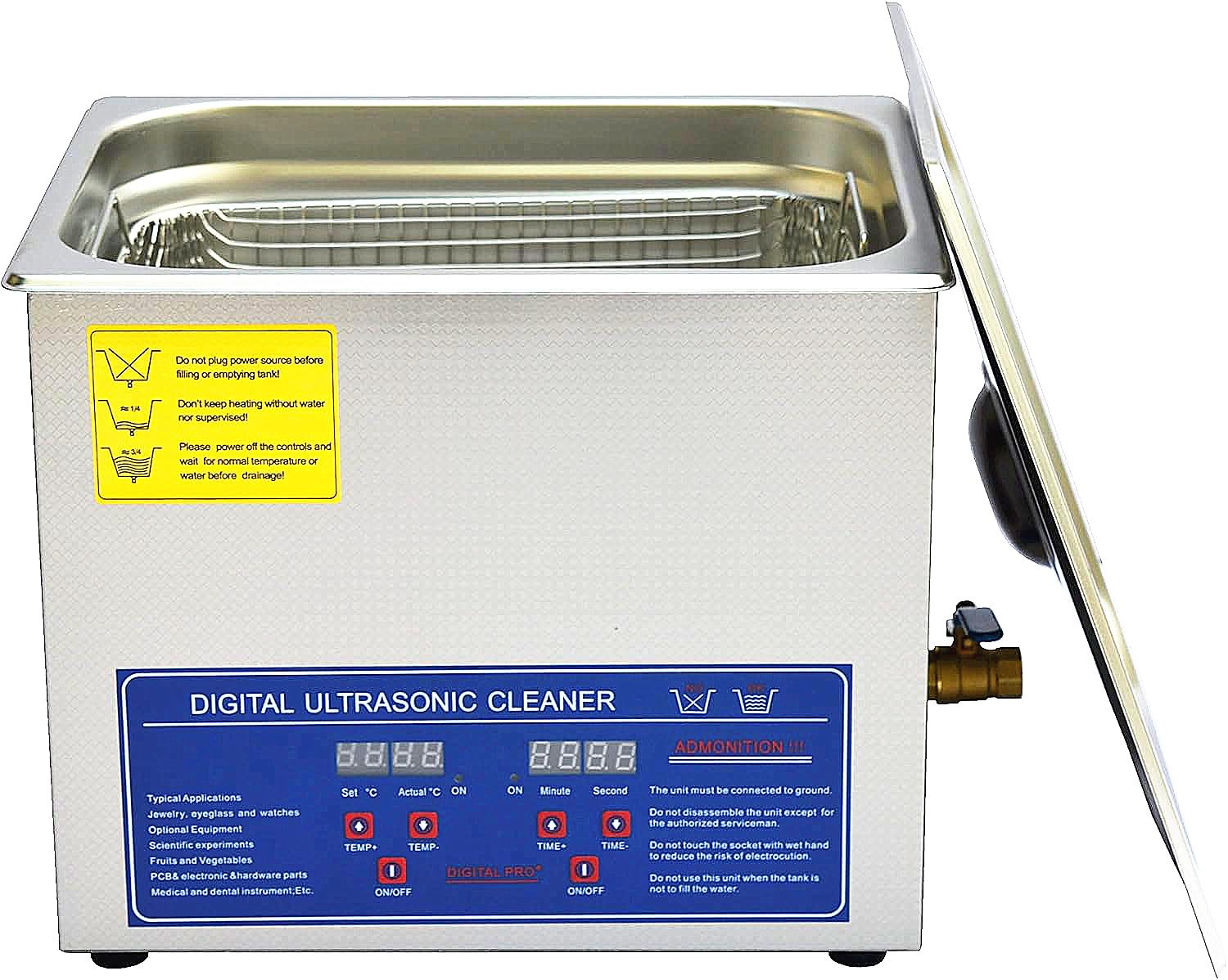 Commercial Record Cleaner,Stainless Steel 1.59Gal/6L Record Cleaner, Adjustable Temperature, Portable Digital Control Lab Equipment Jewelry Cleaner JPS-30A