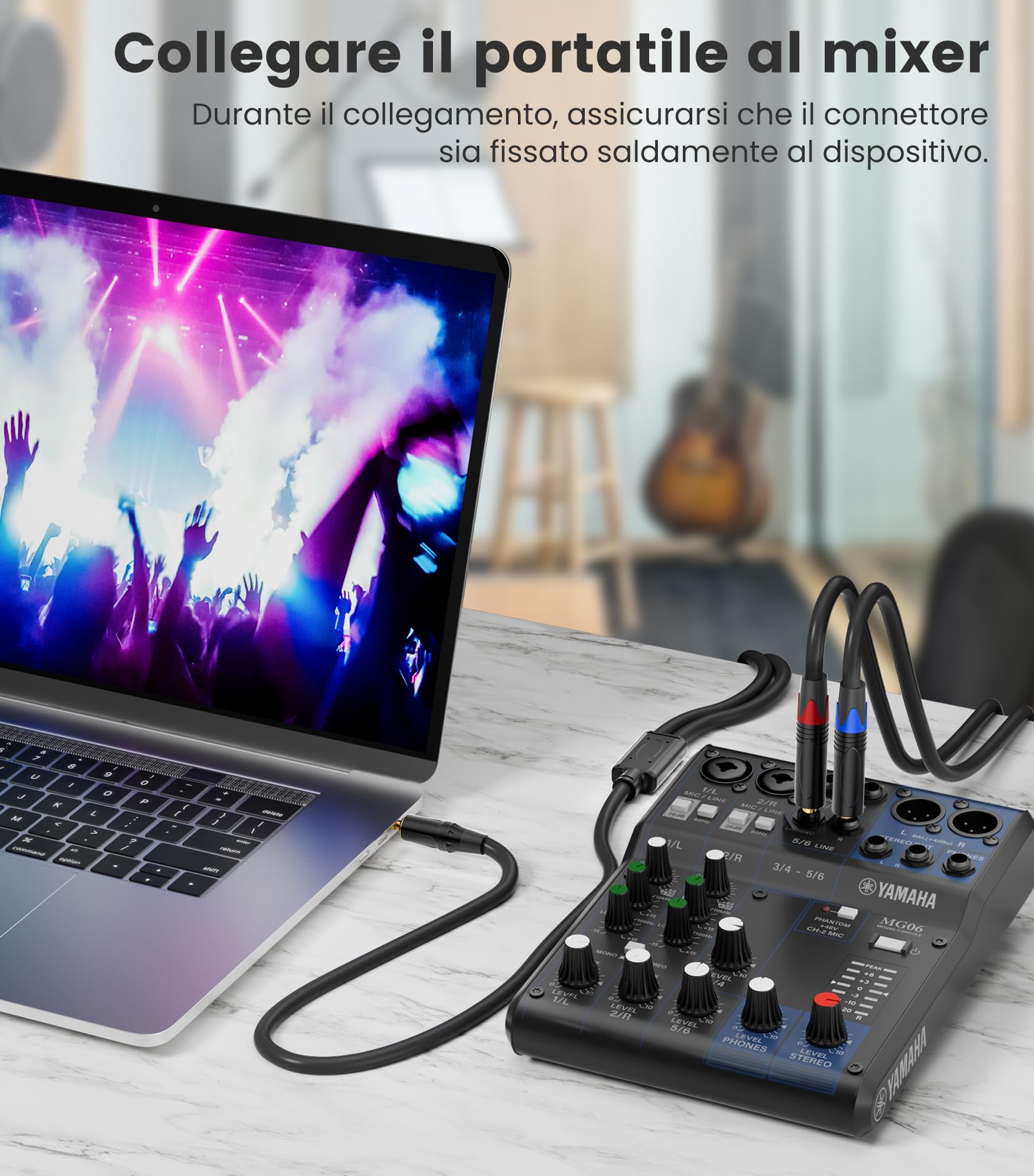 Cavo stereo da 3,5 mm a 6,35 mm, 1 m, mini jack TRS da 3,5 mm a doppio TS mono da 6,35 mm, cavo splitter a Y per lettori CD, altoparlanti, amplificatori