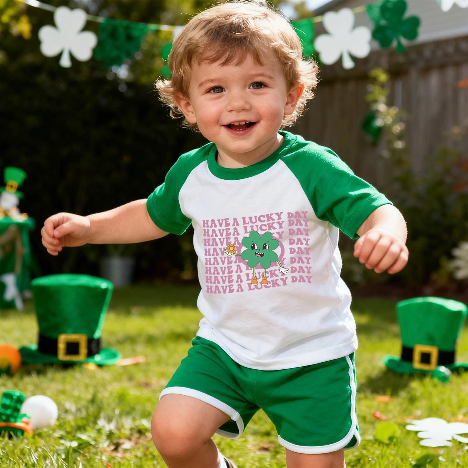 Toddler St Patricks Day Shirt Boys Girls Green Lucky Shamrock Clover Tees Kids Short Sleeve Saint Patrick's Tee Tops 2-7T image 2