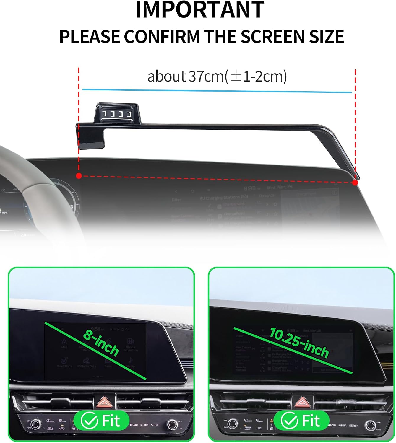Wireless Charging Car Phone Holder for Kia NIRO/EV/Hybrid 2023-2026, 8/10.25" Screen Fixed Clip, 360° Rotation Car Phone Mount Compatible with MagSafe