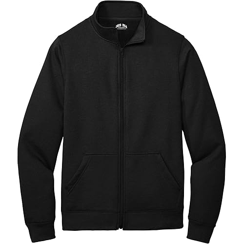 Joes USA Mens Fleece Cadet Collar Full Zip Sweatshirts-S-Jet Black